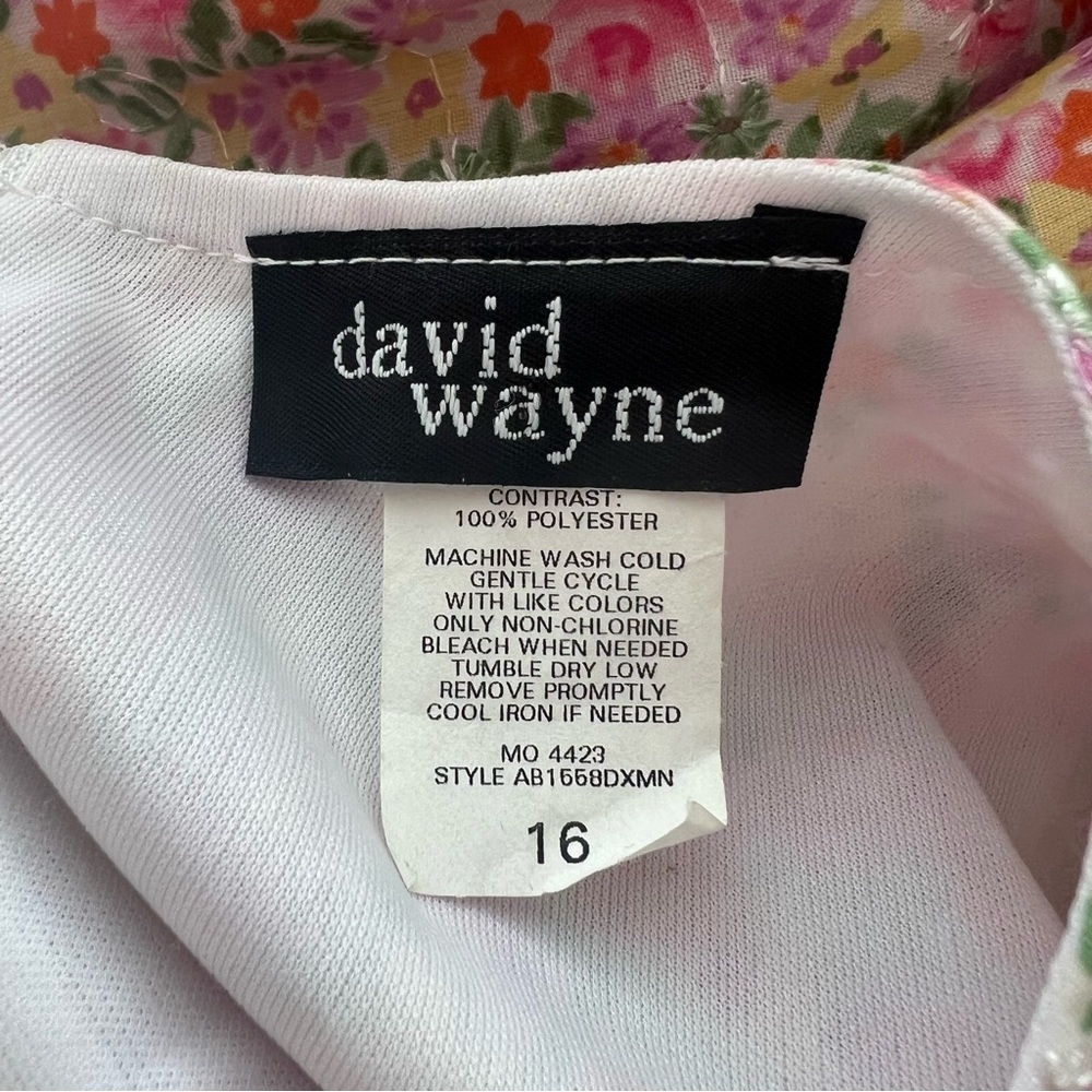 Vintage David Wayne Pastel Floral Dress Size 16 - Picture 10 of 10